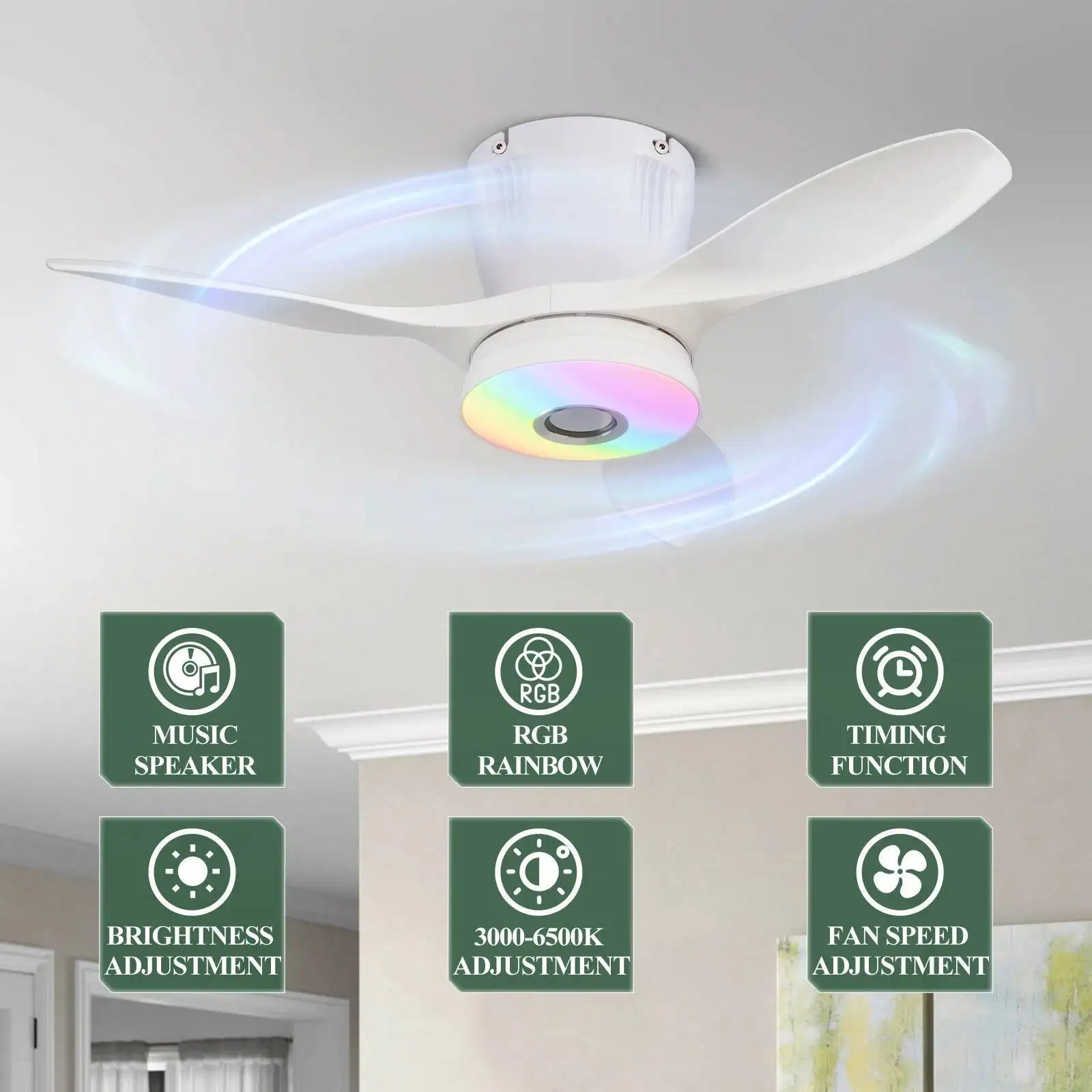 

Nordic 52'' Ceiling Fan with Light - Ultra Quiet ≤25dB, 6 Speeds with Remote. Perfect for Bedroom, Living Room.