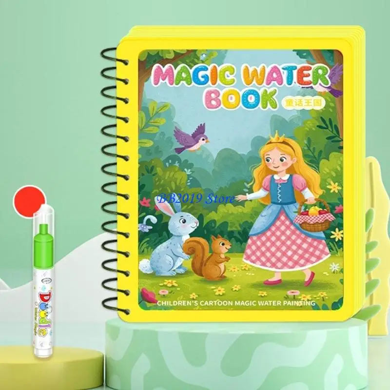 Q0KB książeczka do rysowania wodą wielokrotnego użytku dla dzieci wczesna nauka kolorowania zabawna magiczna książeczka