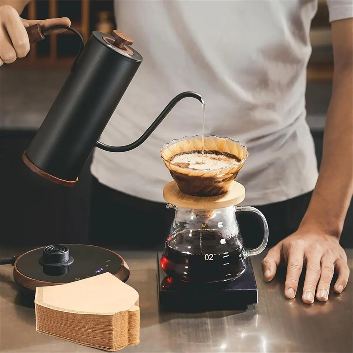 Multi-use Gear 500Pcs Coffee Filters 4 Unbleached Natural Coffee Filters 3-8 Cup Disposable Filters for Pour over & Drip Coffee