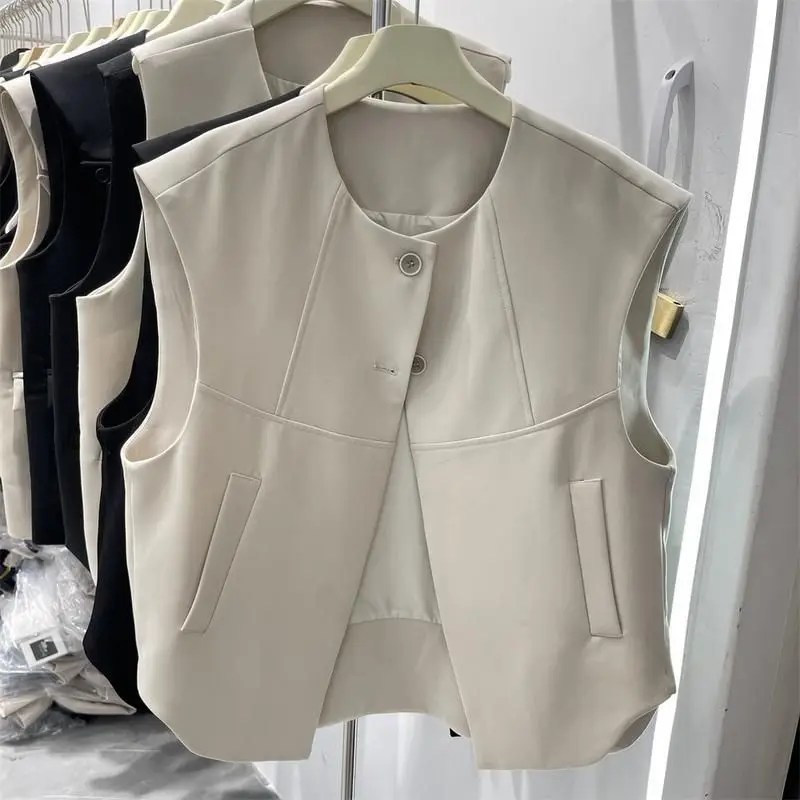 Veste sans manches trempée pour femme, camisole à la mode, couche extérieure courte, sens du nouveau design, automne 2024