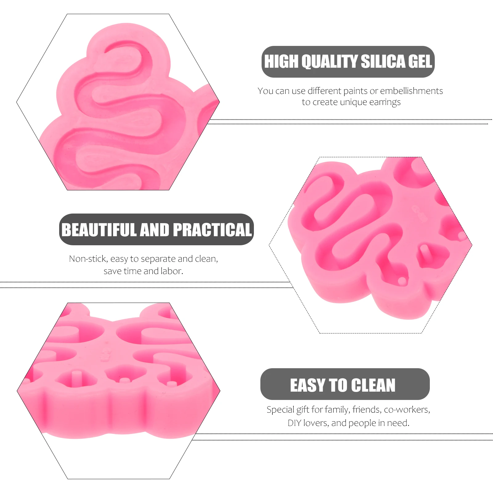 

2 Pcs Earring Mold DIY Crystal Epoxy Earrings Casting Mould Molds Jewelry Hanging Pendant Trays Studs Making Tools Silicone