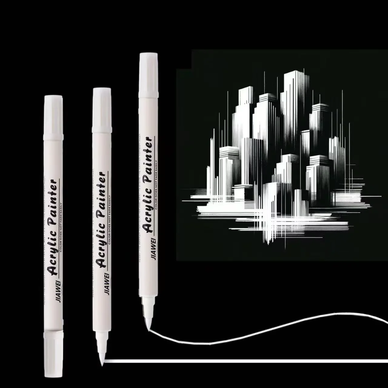 

12PCS White Acrylic Marker Set – Fine Brush Tip, Weatherproof & Non-Bleeding, for Stone Art, Glass Painting, Wood Burning&Crafts
