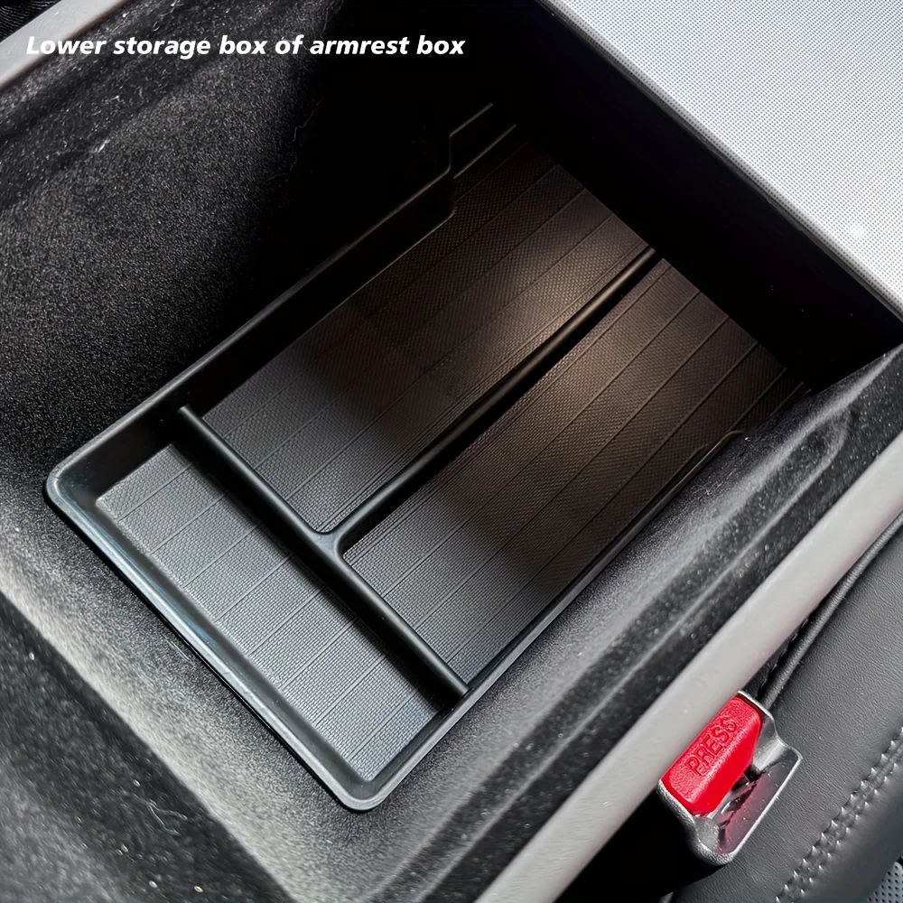 Mittelkonsolen-Aufbewahrungsbox Passend für Tesla Model Y Juniper 2026 Model YL Transluzenter Rauchgrauer ABS-Organizer 2/4/6 Stück Silikon-Pad-Set – Detail 12