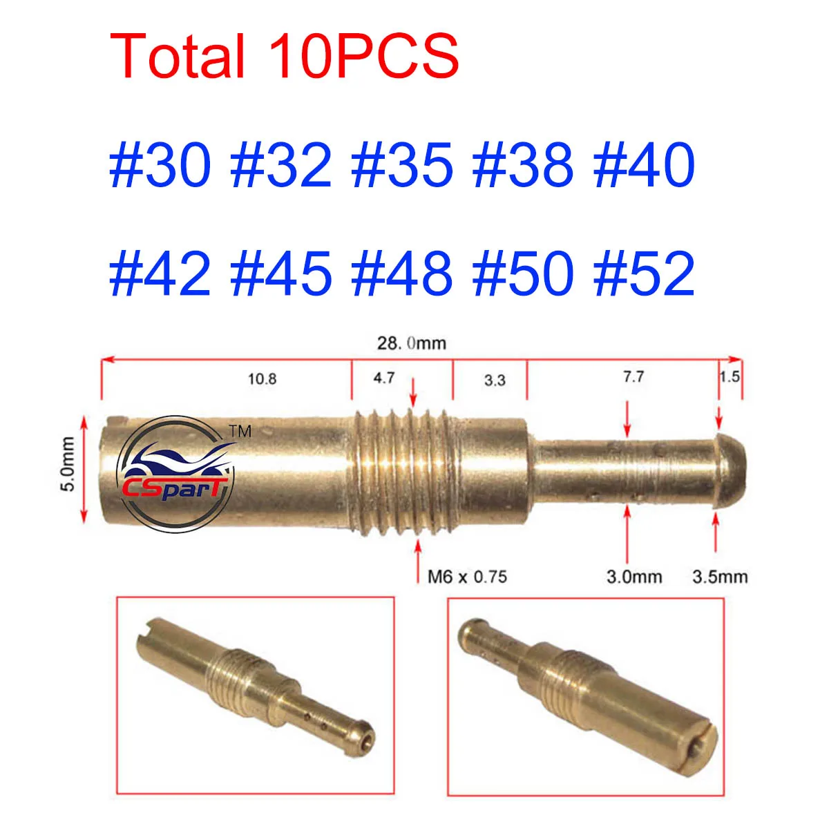 28mm M6x0.75 #30 to #80 Pilot Slow Jet For Keihin  N424-21 carburetor PE CVK FCR PWK PWM PJ CBR CR
