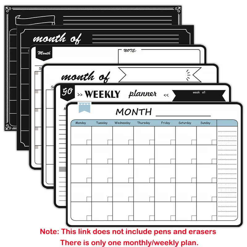 A3 Size Weekly & Monthly Planner Dry Erase Whiteboard Fridge Sticker Calendar 13-19 styles