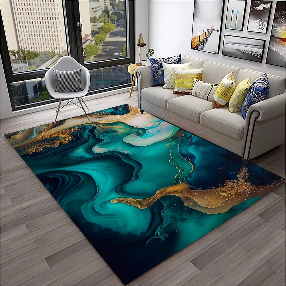 HD Colour Fluid Irregular Illusion Marble 3D Carpet Rug for Home Living Room Sofa Doormat Decor,kids Area Rug Non-slip Floor Mat