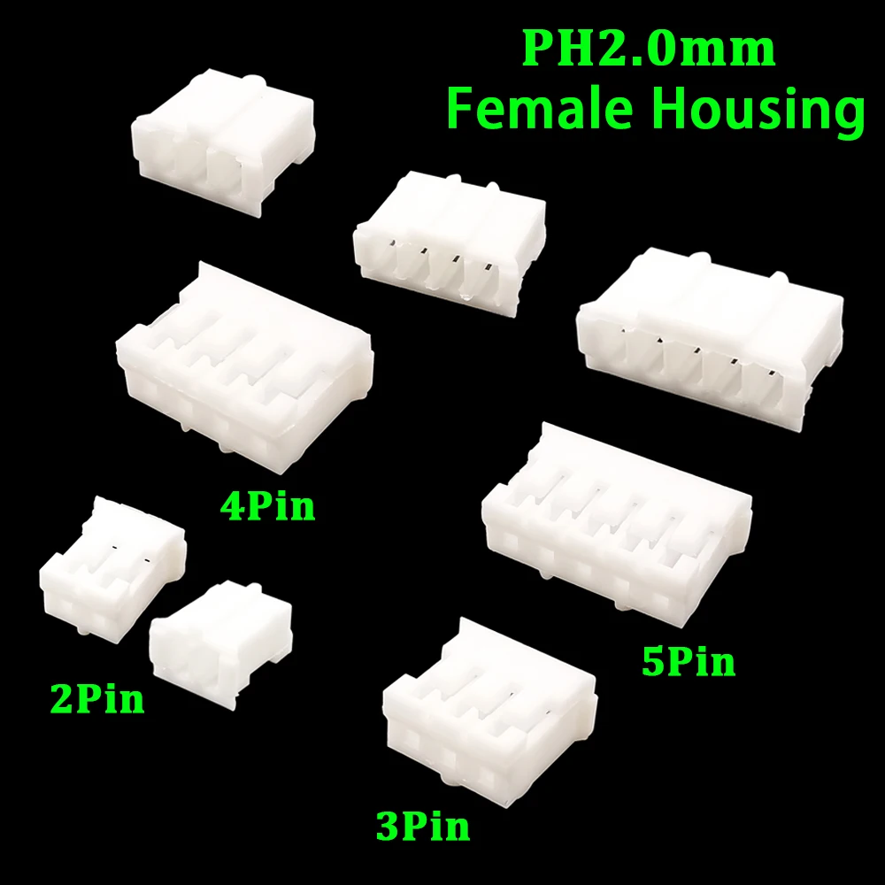 

50/100Pcs JST PH2.0 Female Socket Connector 2/3/4/5 Pin PH 2.0mm Jack Socket Plastic Shell Terminal Wire Cable Connector