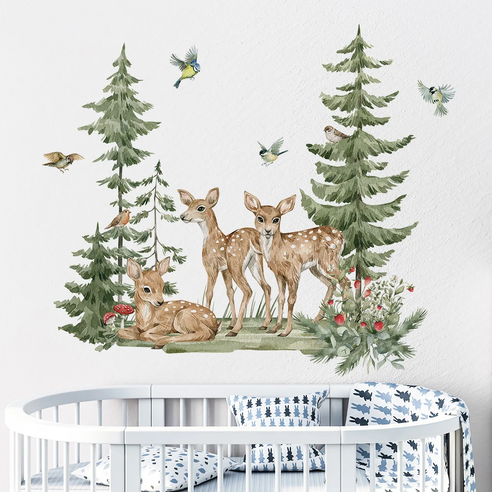 Cartoon Forest Animals Wall Stickers for Living room Bedroom Sofa Backdrop Wall Decor Waterproof pvc Wall Decals Room Decoration