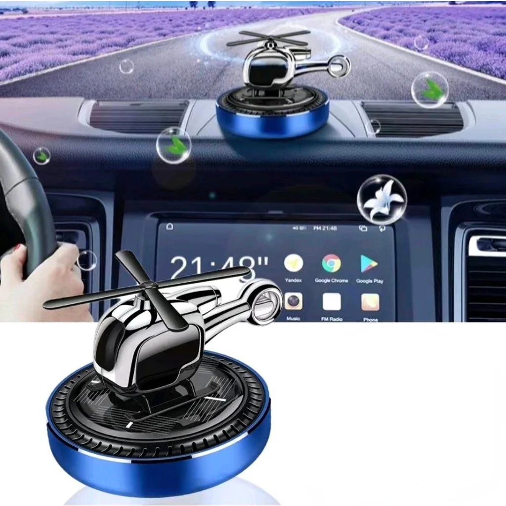 

Solar Car Aromatherapy Air Freshener Aircraft Perfume Diffuser Ornament Solar Automatic Rotating Helicopter Fragrance 4 Color
