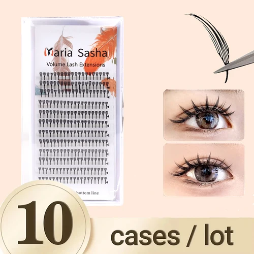Imagen 1 del producto MARIA 10 casos extensión de pestañas de aguja cómica Individual Cachemira Natural Manga pestañas postizas forma de pluma súper suave