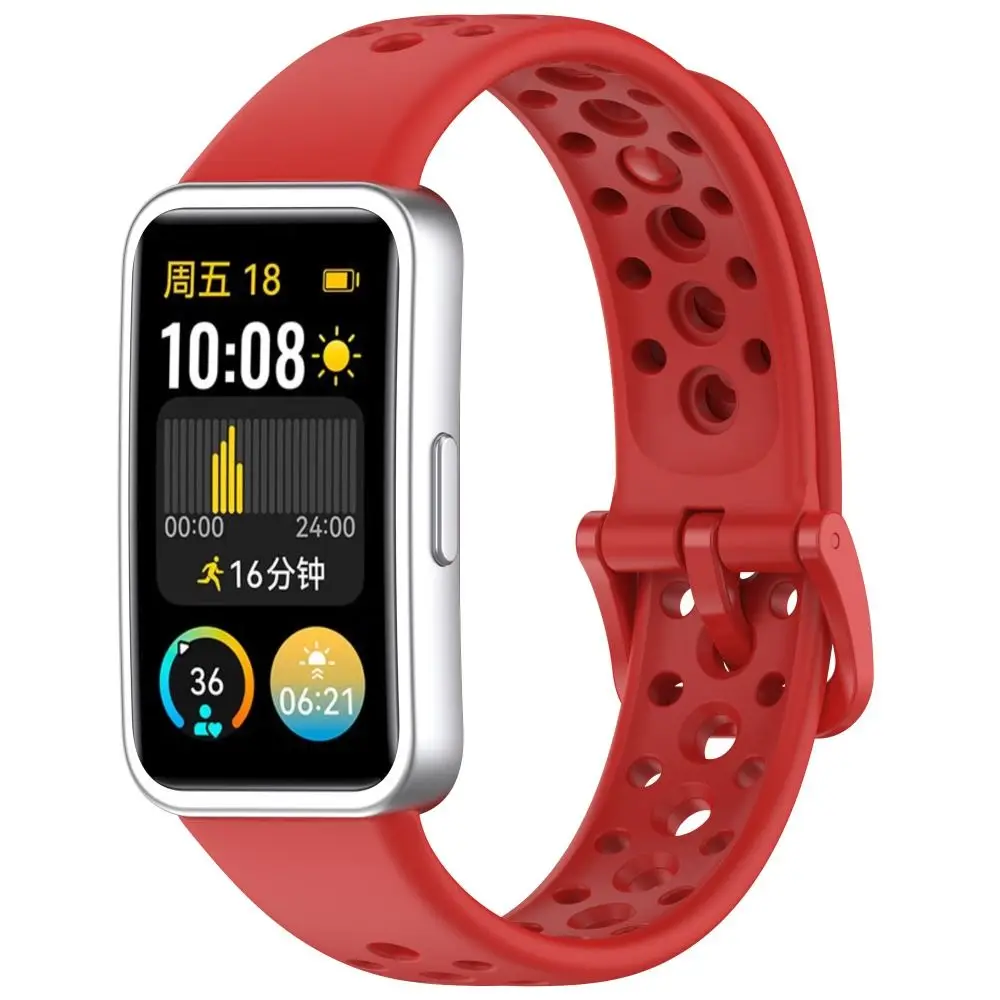 Silicone Watch Strap For Huawei Band 9/8 Breathable Smart Watchband Replacement Bracelet
