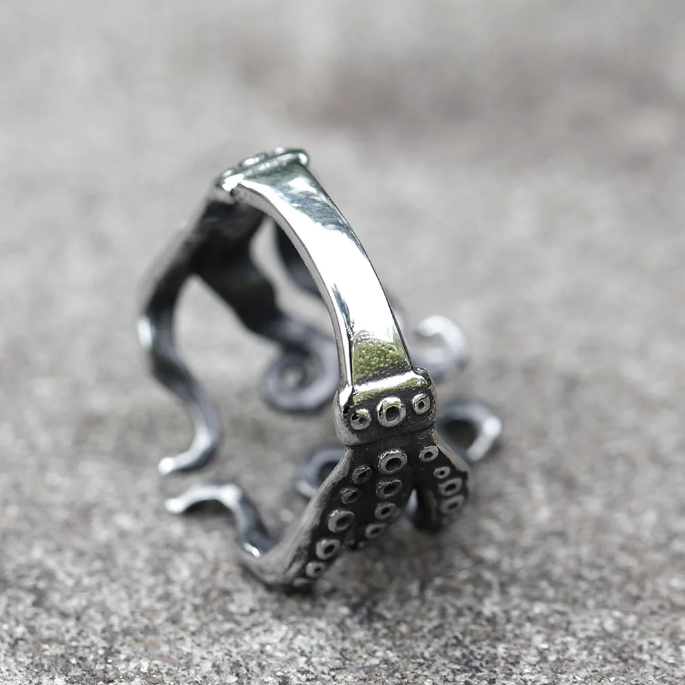 2022 NEW Men\'s 316L stainless-steel rings Punk rock Fashion squid RING for teens animal Jewelry Gift free shipping