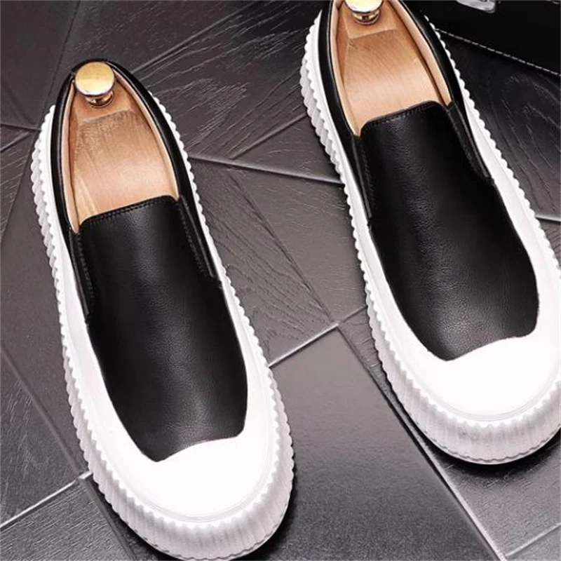 

Sewing Lines Shoes for Ladies Round Toes Female Loafers Mixed Colors Tacones Thick Soles Zapatos Mujer Increasing Heels Chassure