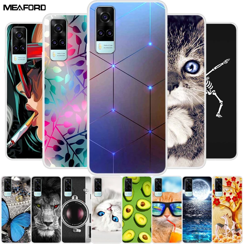 For Vivo Y31 2021 Cases Y53S 4G Clear Fashion Soft TPU Silicone Phone Covers for vivo Y53S 4G Case Transparent Coques V2036 Cat