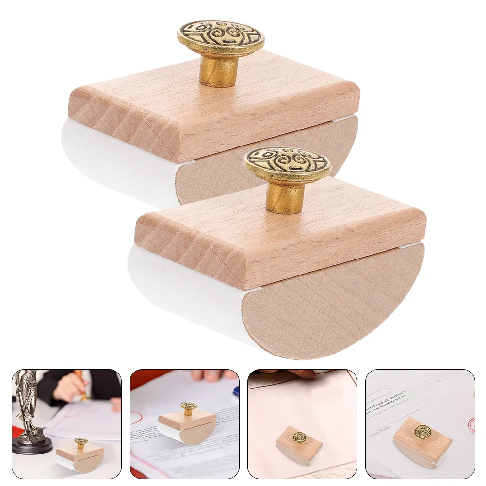 

2 Pcs The Tools Quick Drying Pen Ink Absorption Rocker Blotter Creative Stamp Writing Accessory Absorbent Wood for Student