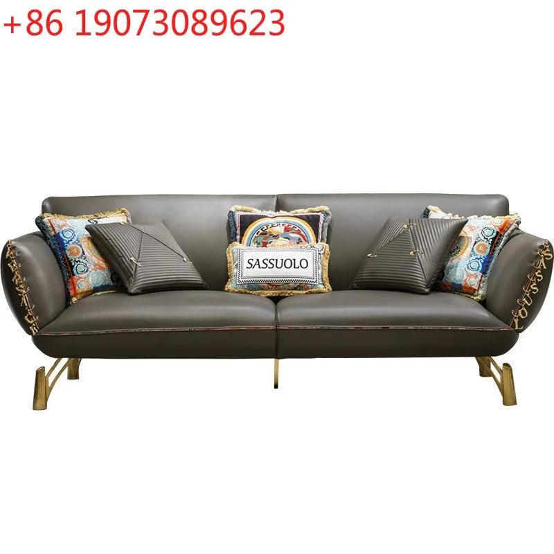 

Итальянский кожаный диван Fanjia, новый, в стиле виллы, легкий люкс.