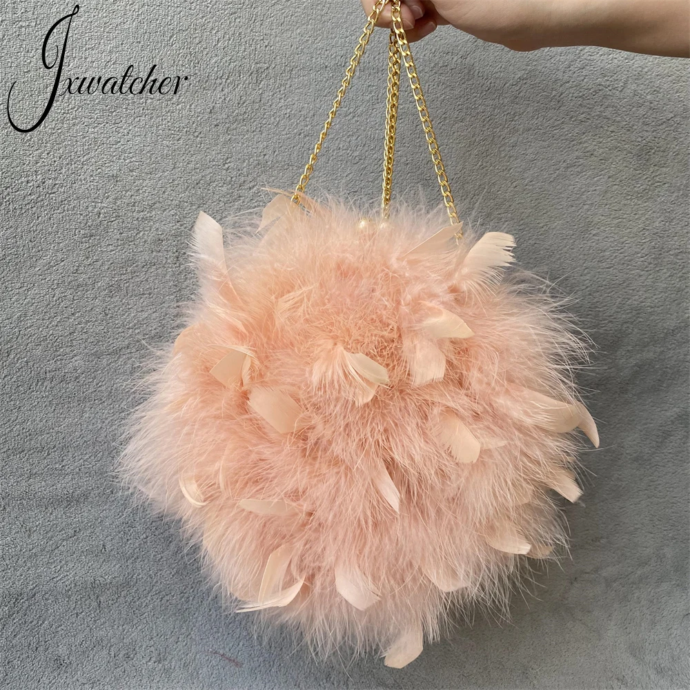 Jxwatcher Natural Ostrich Feather Party Evening Clutch Bag Designer Luxury Wedding Dress Purses Women Handbag Lady Shoulder Bags