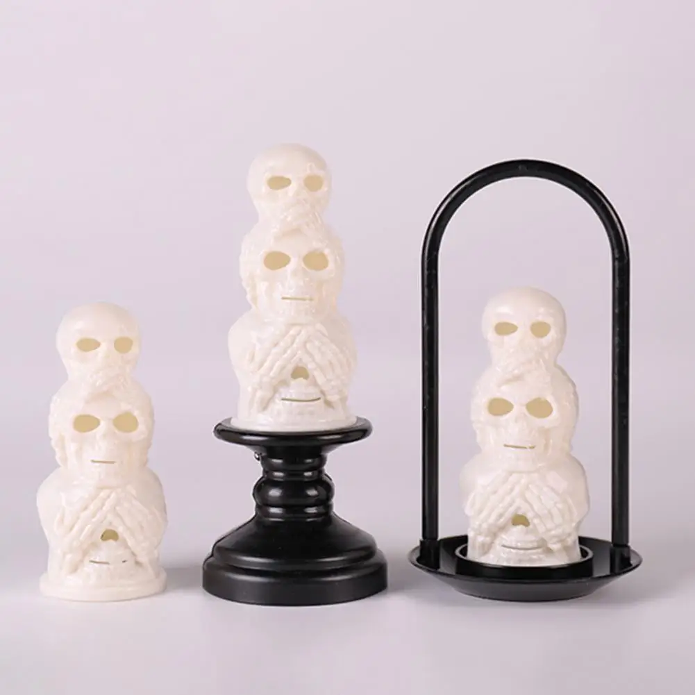 Warm Led Light for Halloween Spooky Led Table Decor Halloween Led Skull Night Light Resin Decorative Candle Lamp for Spooky