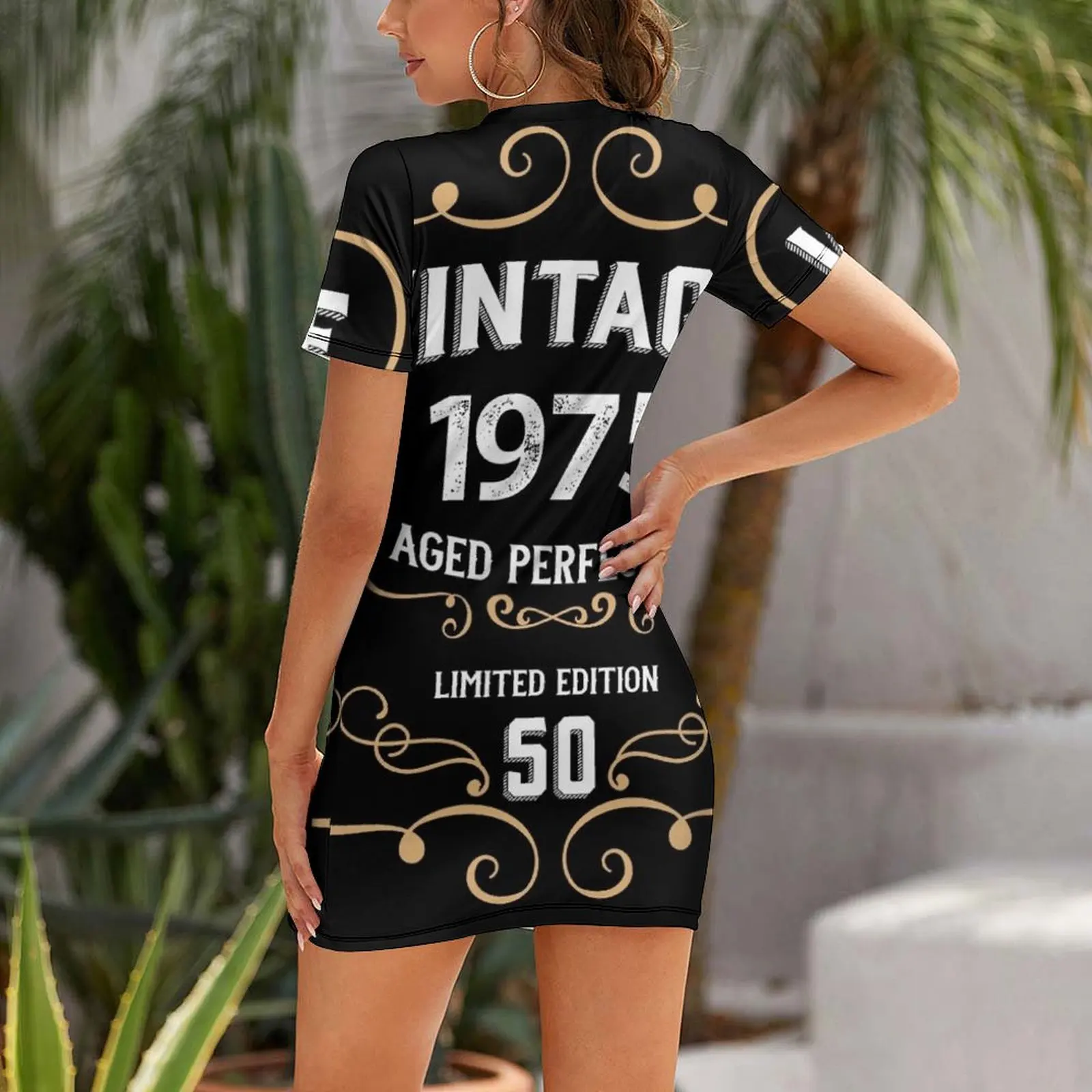 50th Birthday Vintage 1975 Aged Perfectly Gift Short-Sleeved Dress luxury evening dress woman for wedding elegant women's sets