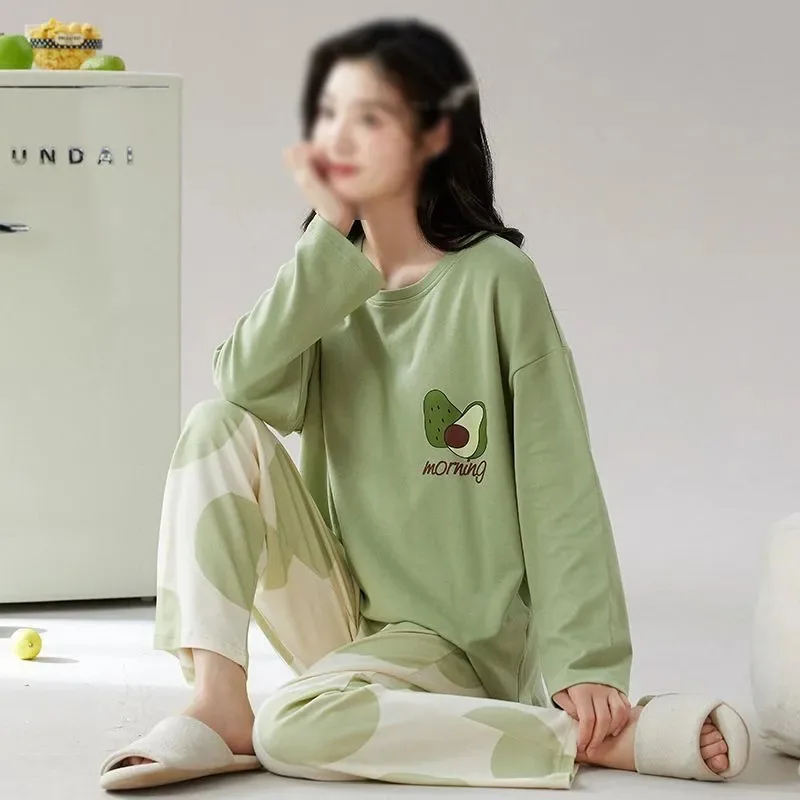 Women's Adult Pajamas Spring Pyjamas Long Sleeve Pants Sleepwear Casual Pijama Ladies Nightwear Home Clothes 2 Piece Set New