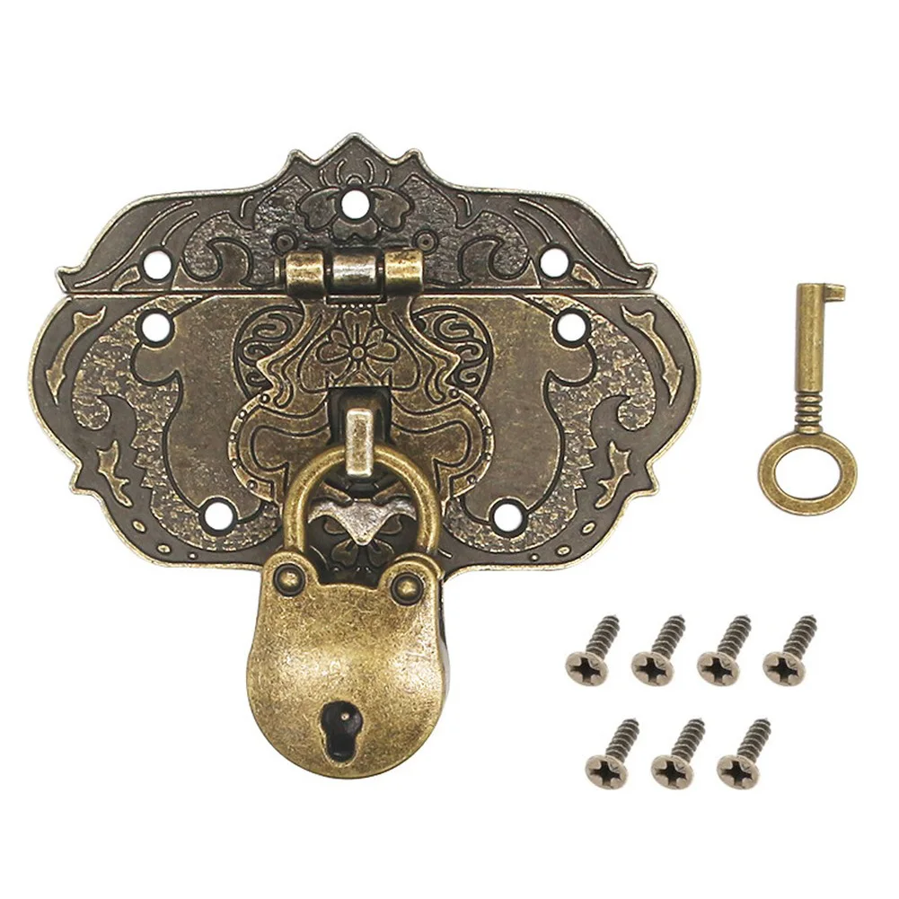 Zinc Alloy Antique Padlock with Hasp to Secure For Furniture Jewellery Boxes Storage Chests and Wooden Containers with Screws