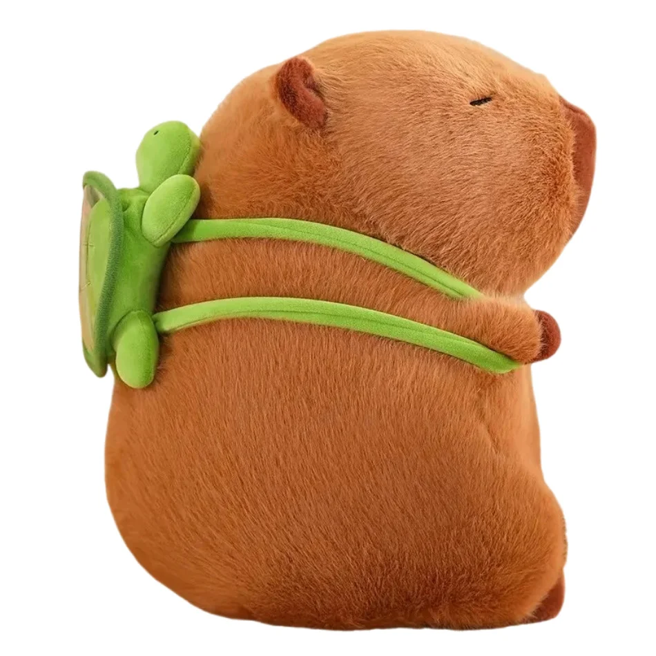 Cute Capybara Plush Toy Kawaii Fluffy Capybara With Turtle Bag Strawberry Cap Stuffed Animals Kids Gift Home Decoration