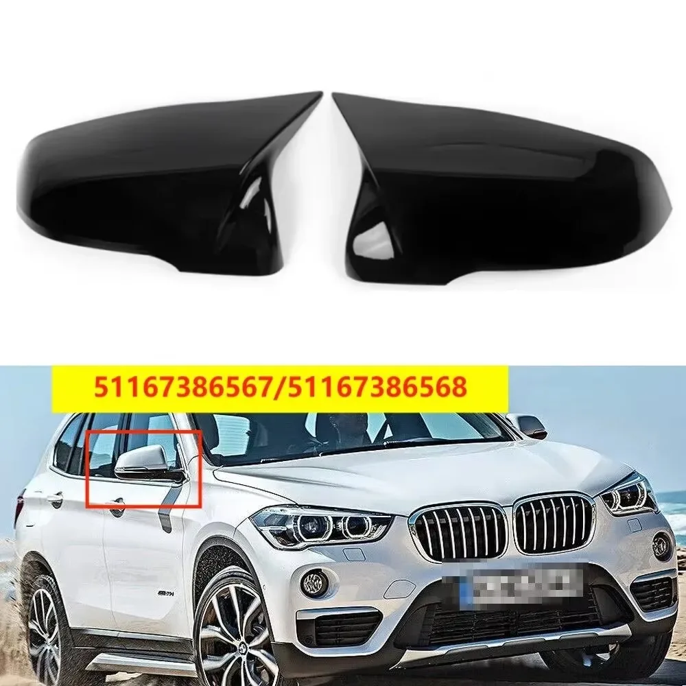 51167386567 51167386568 Bull Horn Reversing Mirror Shell Bright Black Model Left Right for BMW 1 Series X1 F48 F49 F52