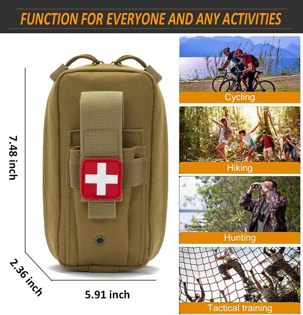 8 ชิ้น IFAK ยุทธวิธี Molle กระเป๋า Survival First Aid Kit สําหรับกู้ภัยฉุกเฉินกลางแจ้ง Camping Hiking กีฬาแบบพกพา