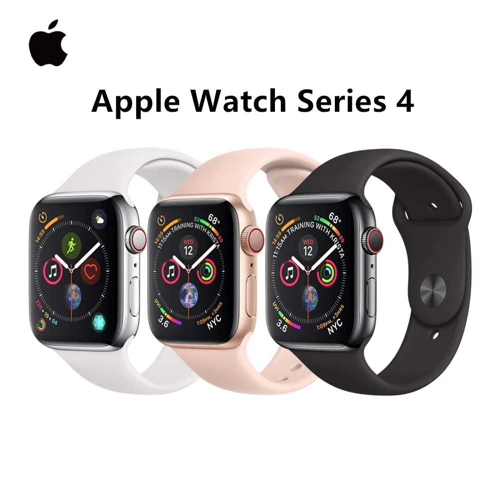 100% Original Apple Watch Series 4 Smartwatch 40MM/44MM GPS Aluminum with Sport Band (Renewed)