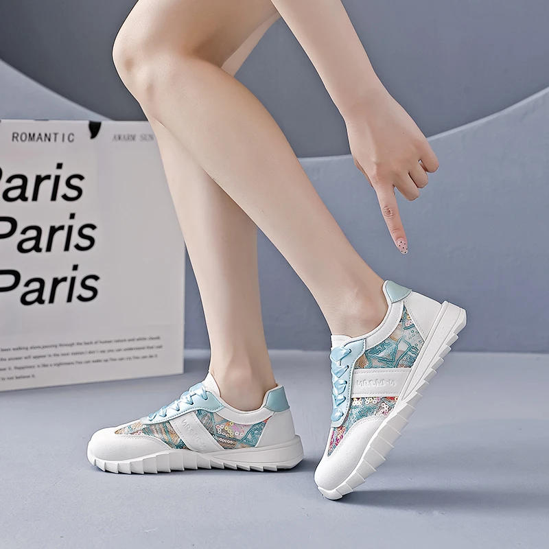 Chaussures de sport de golf respirantes pour femmes, chaussures de marche confortables, baskets de jogging, bleu ciel, rose, extérieur, été