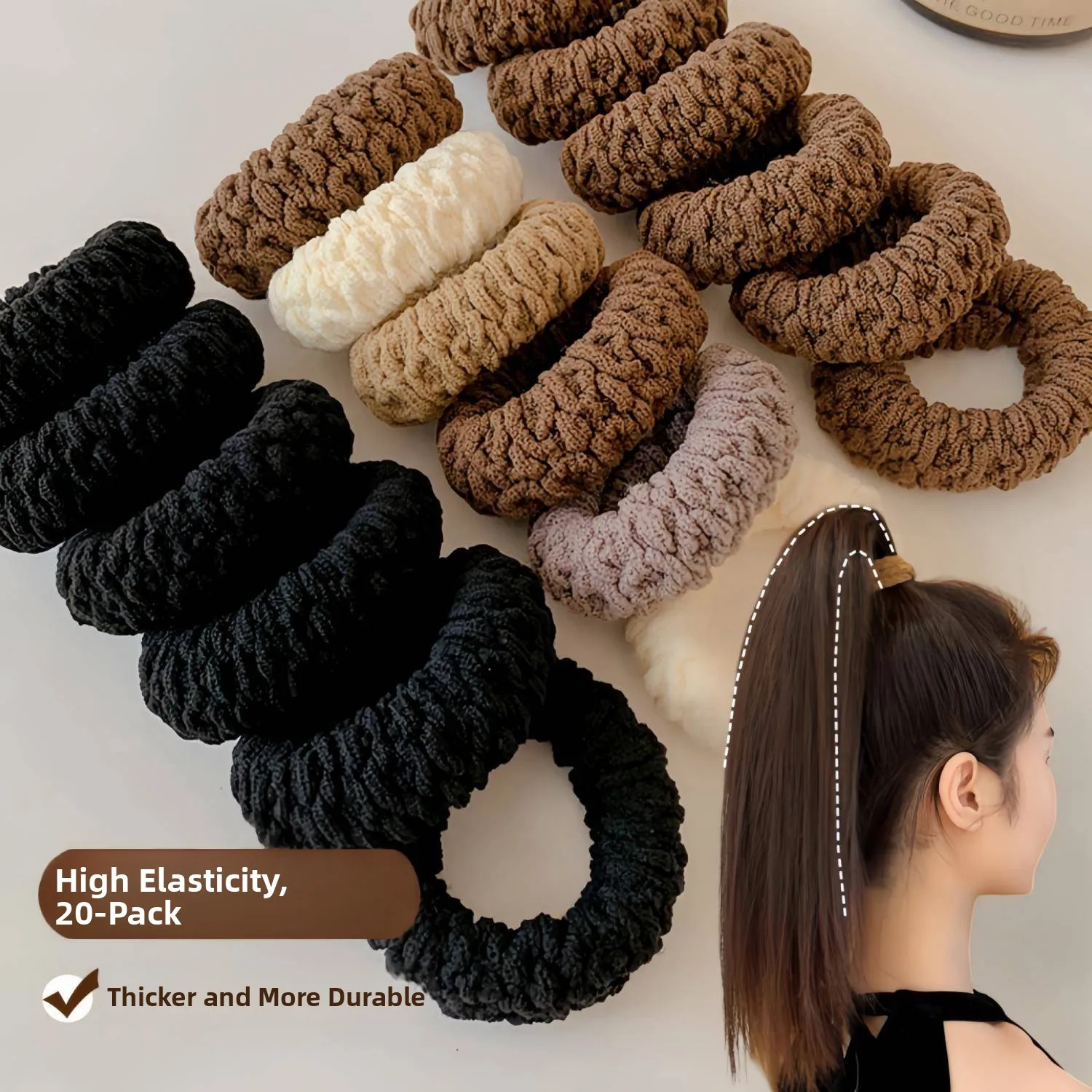 

Thi Wide Hair Ties for Women High Ponytail Elastic Band Sli Hair Accories Durable Hair Ba Faionable Hair Ropes