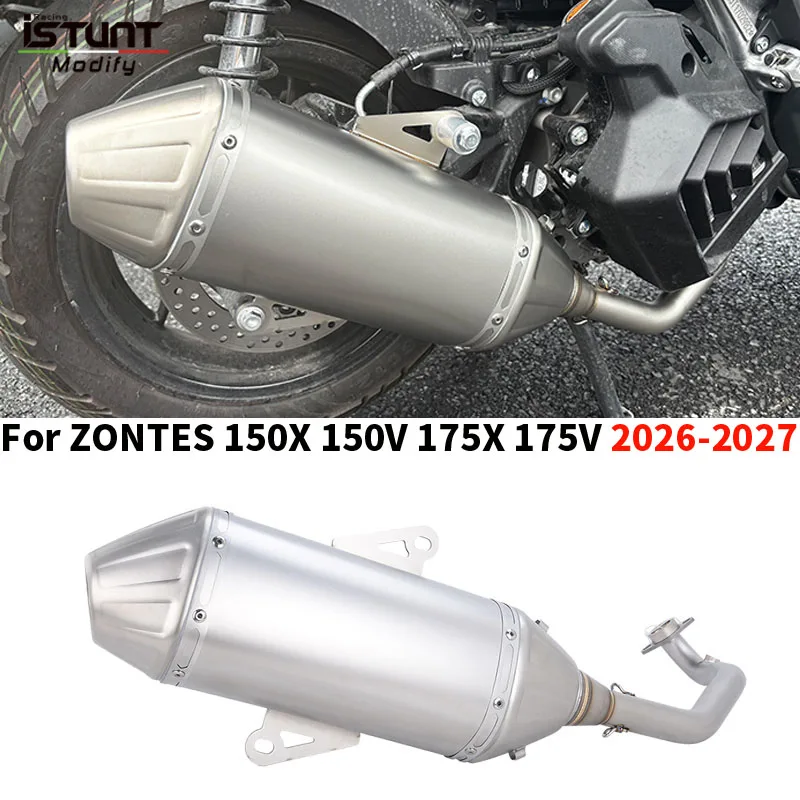 For ZONTES 150 175 X V 150X 150V 175X 175V 2026 2027 Motorcycle Exhaust Full System Escape Moto Front Link Pipe 50.8mm Muffler