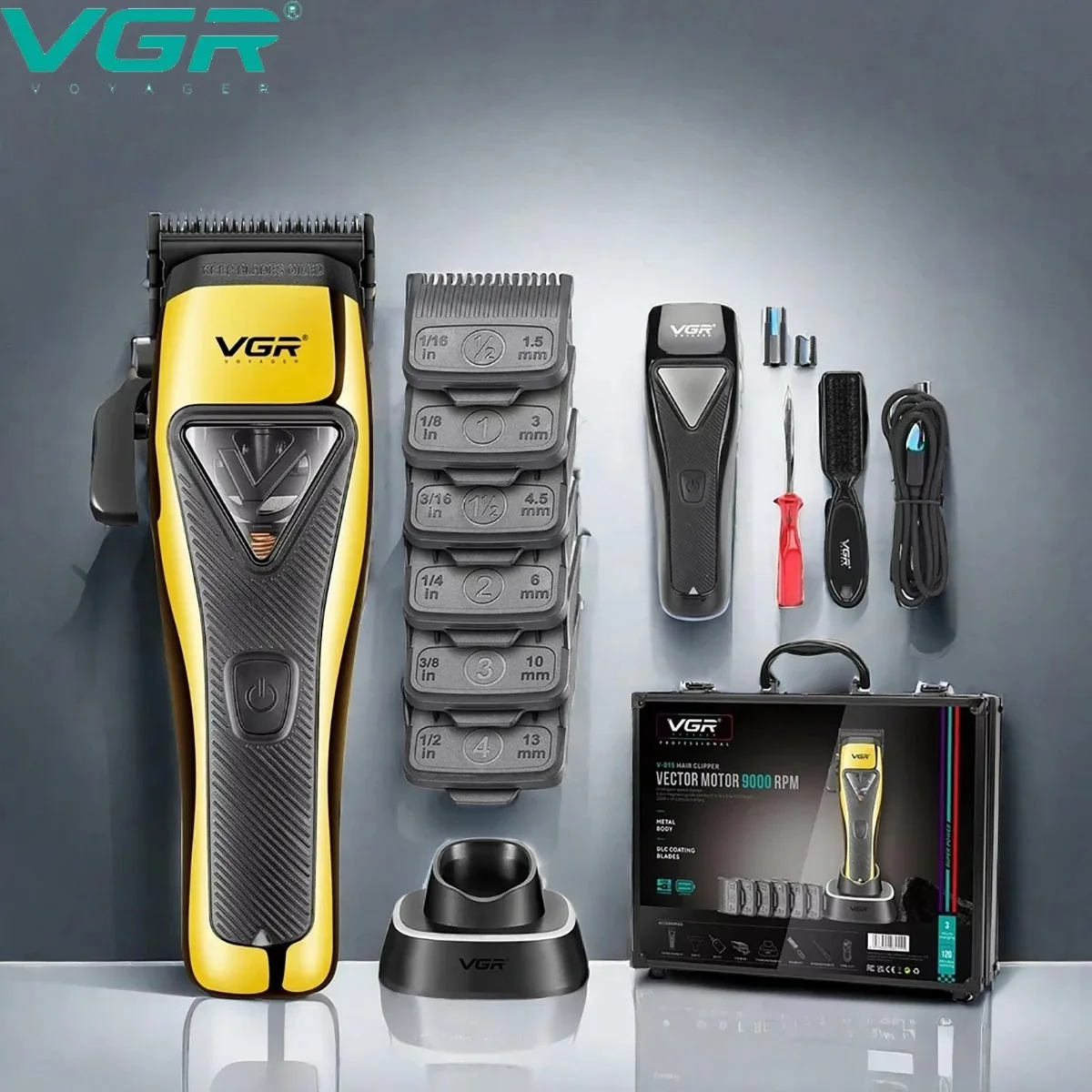 VGR maquina de cortar el pelo maquinas para barberia profesional Cortadora de cabello Profesional Máquina cortadora de cabello 9000 RPM Motor Vector Máquina cortadora de cabello Cortadora eléctrica para hombres V-015