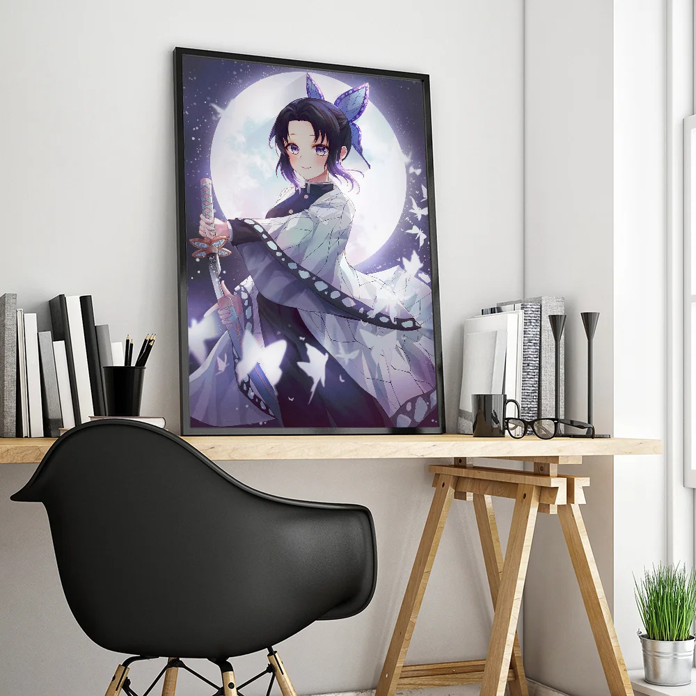 Demon Slayer Girl Kochou Shinobu Anime Posters Sticky HD Quality Wall Art Retro Posters for Home Kawaii Room Decor