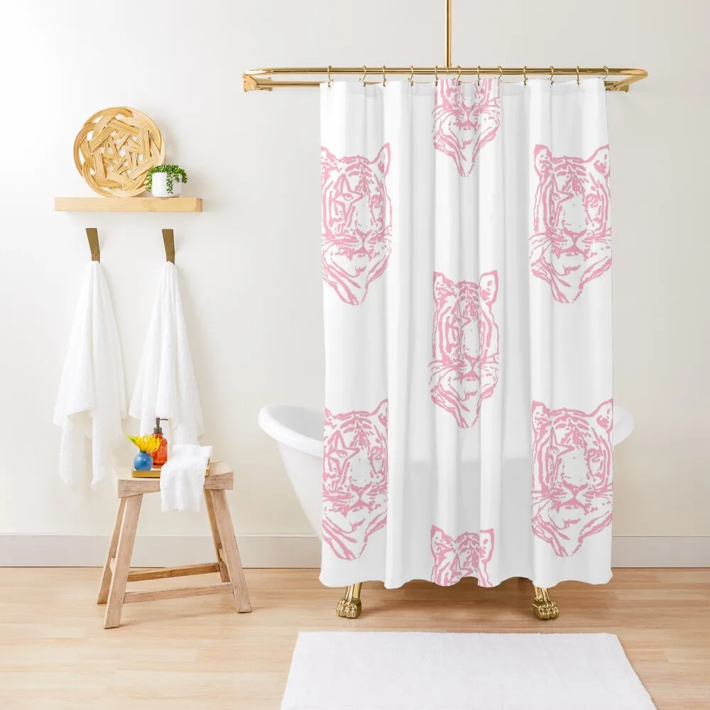 

pink tiger Shower Curtain Waterproof Shower And Anti-Mold Shower For Bathroom Waterproof Fabric Curtain