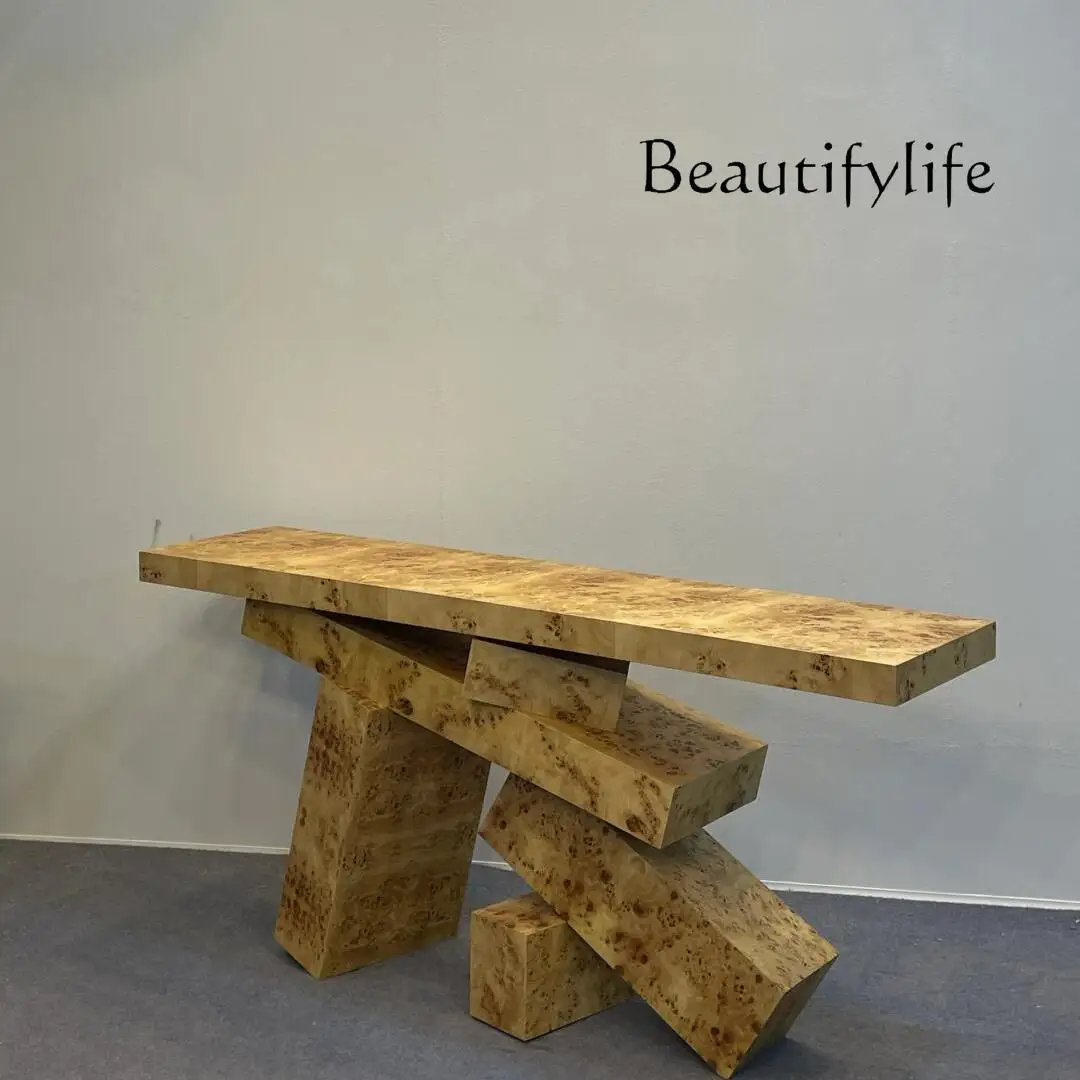 

Medieval Solid Wood Creative Geometric Irregular Entrance Platform Designer Aisle Art Decoration