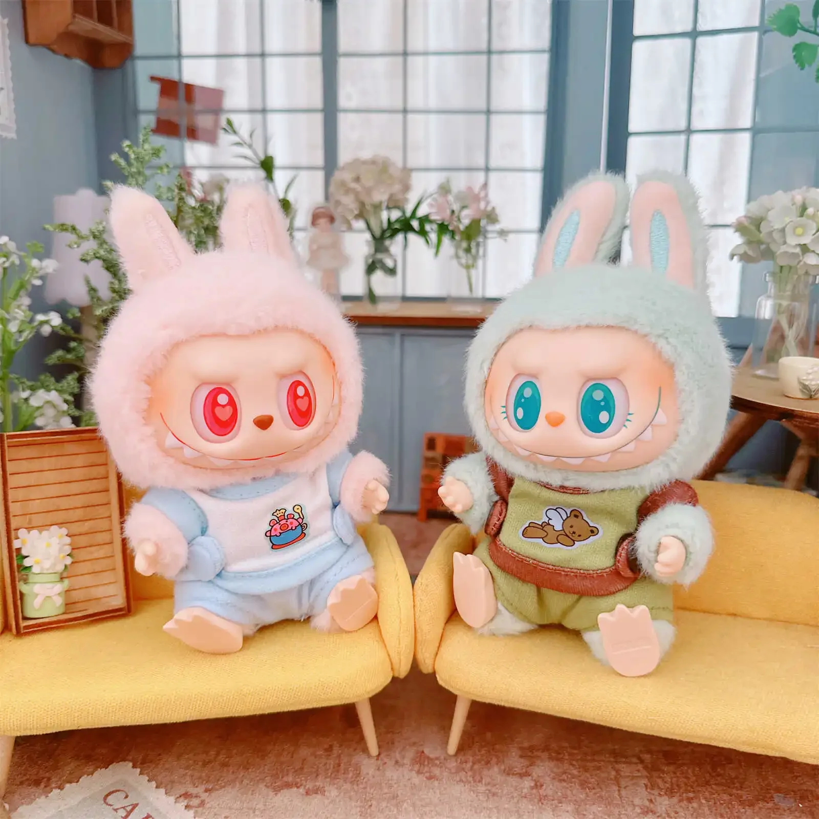 

Doll Clothes Outfit Accessories For 15/17cm Labubu Doll Plush Doll's Clothing Kawaii Shirts Pants Shorts Matched Accessories
