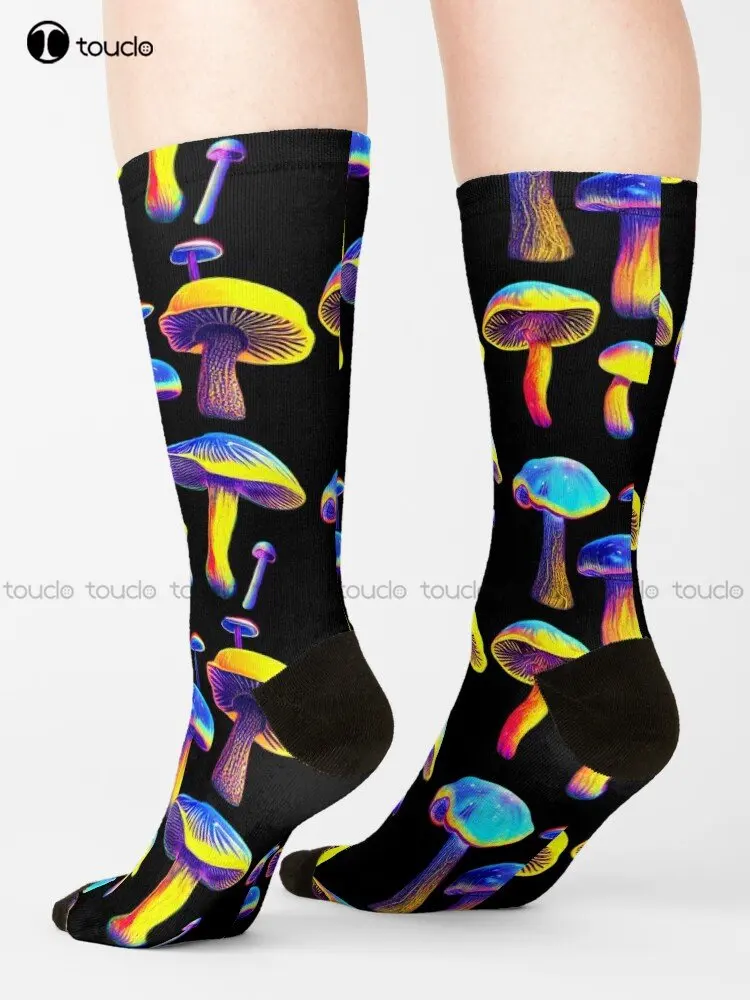 Cyber Mushrooms Socks Funny Socks Personalized Custom Unisex Adult Teen Youth Socks Street Skateboard Socks Custom Gift Funny