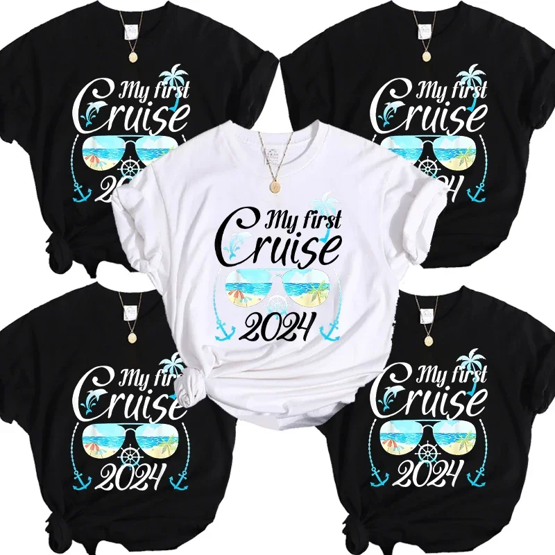 My First Cruise 2024 Tees Family Friends Vacation Party Shirts Summer Trip Ship Travel T-Shirt Funny Graphic Y2k Unisex Tops