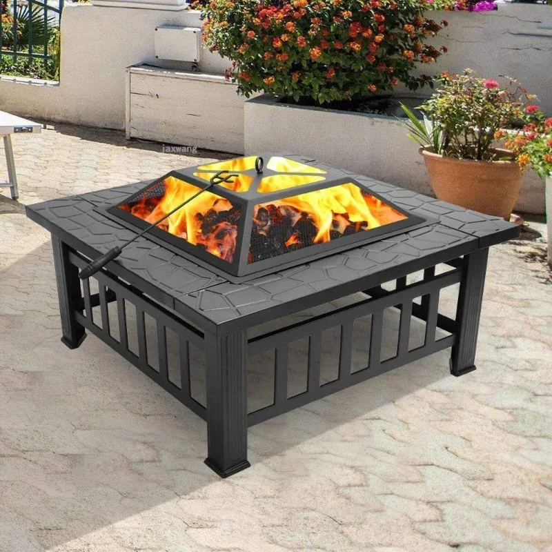 #American Style Living Room Fire Pits Light Luxury Shopping Mall Brazier Outdoor Cafe Barbecue Grill Table Villa Heating Stove G