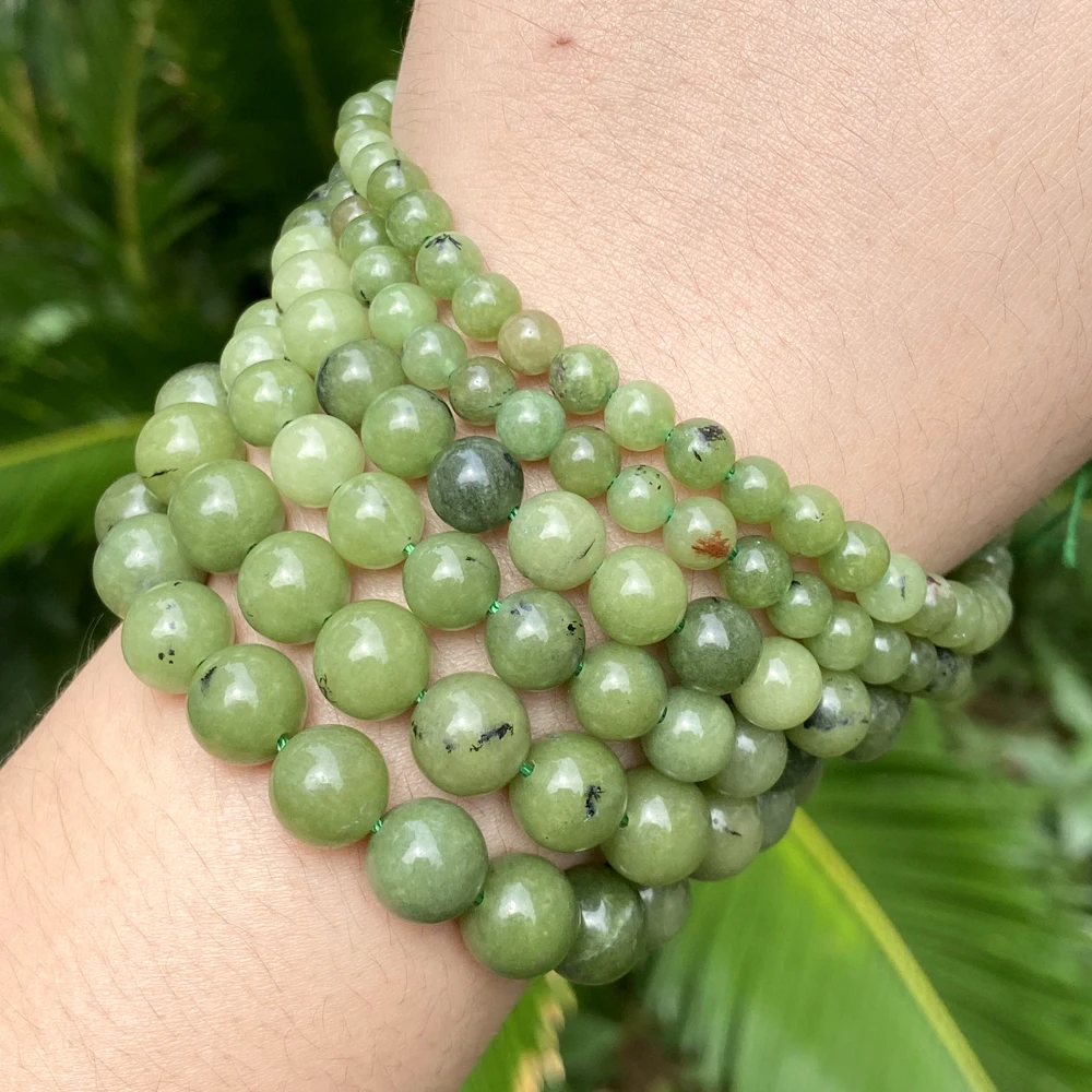 Natural Canadian Green Jades Stone Beads Round Loose Spacer Beads For Jewelry Making 4/6/8/10mm DIY Bracelet Handmade