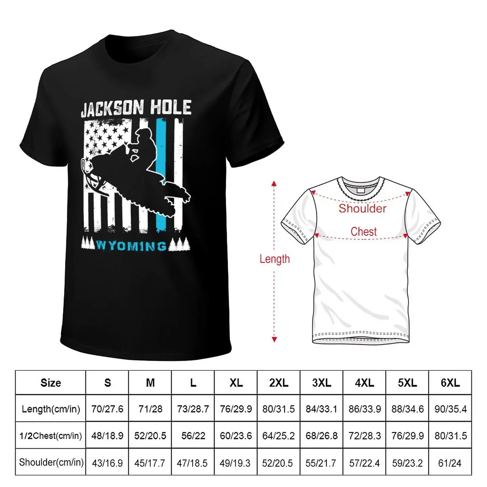 jackson hole wyoming snowmobile american flag riding usa flag T-Shirt tees boys whites kawaii clothes men clothings