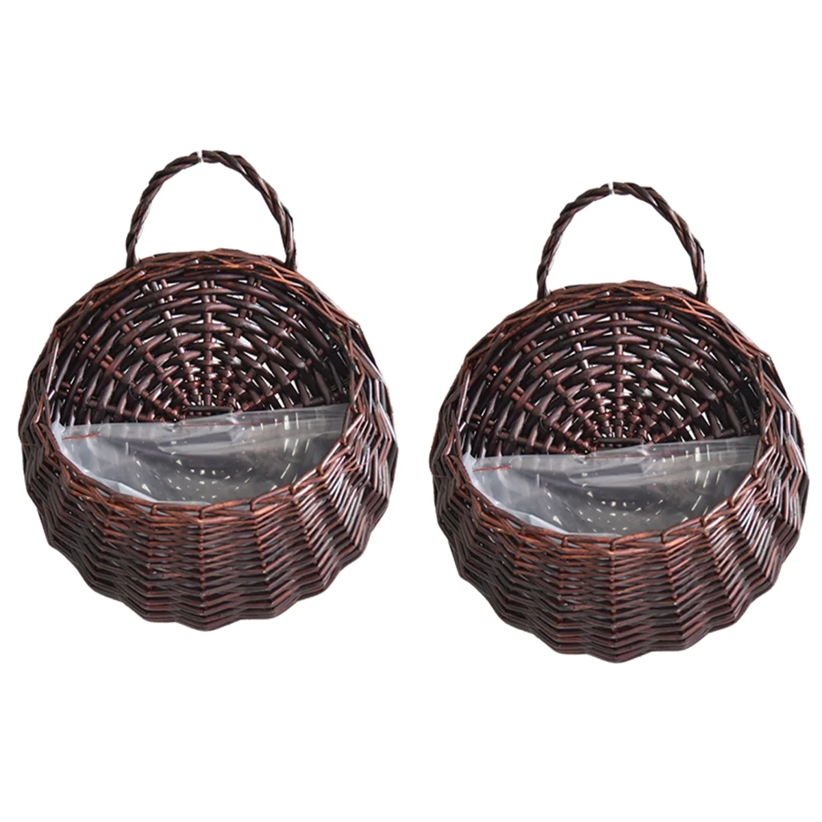 Wall Mounted Natural Wicker Flower Basket Flower Pot, Rattan Vase Basket,Brown