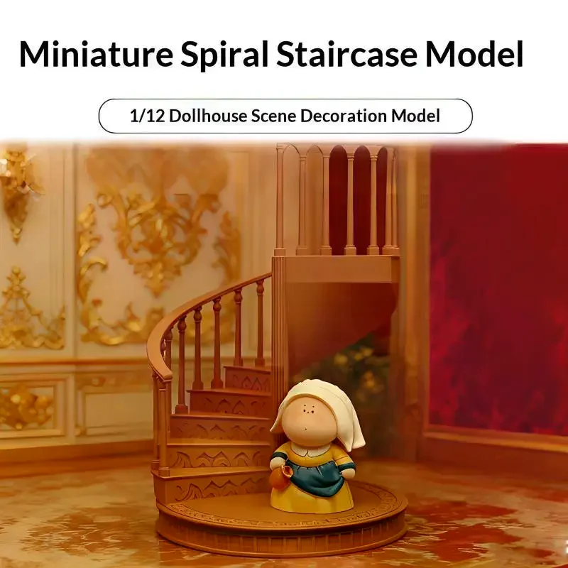 1 12 Miniature Spiral Staircase Model European Design Dollhouse Furniture for DIY Home Scene Collector Decoration