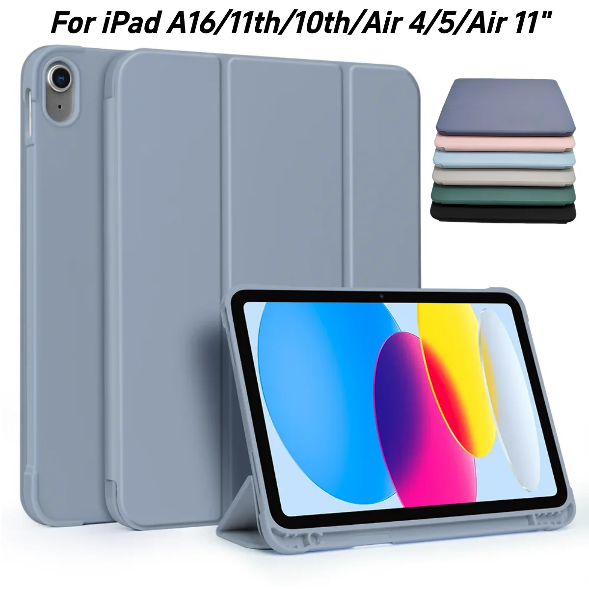 

new 2026 For iPad Air 11 M4 M3 2025 2024 Case Air4/5 10.9 2022 with Pencil Holder Smart Cover for ipad 10th 11th generation A16