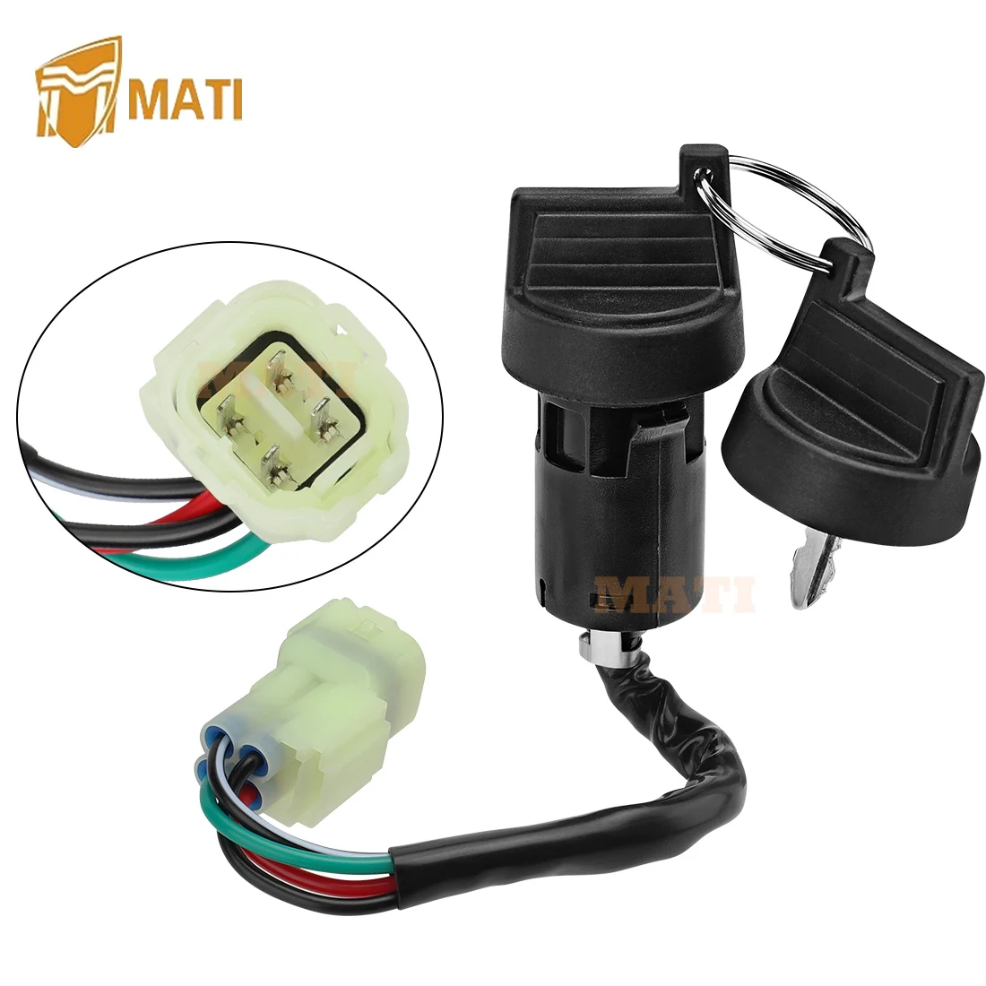 MATI Ignition Key Switch for Kawasaki KFX50 KFX90 2007-2023 27005-Y002 27005-Y001 Exact connector