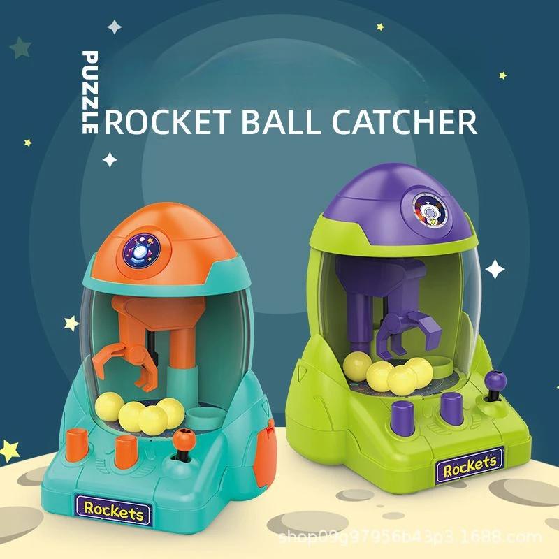 Children's Ball Catching Machine Mini Claw Machine Toy Parent-child Puzzle Ball Catching Funny Space Rocket Game Console