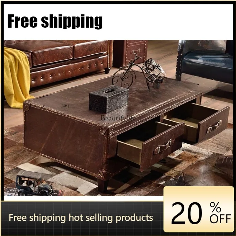 Customizable Retro Personalized Coffee Table Industrial Style Furniture Double Coffee Table
