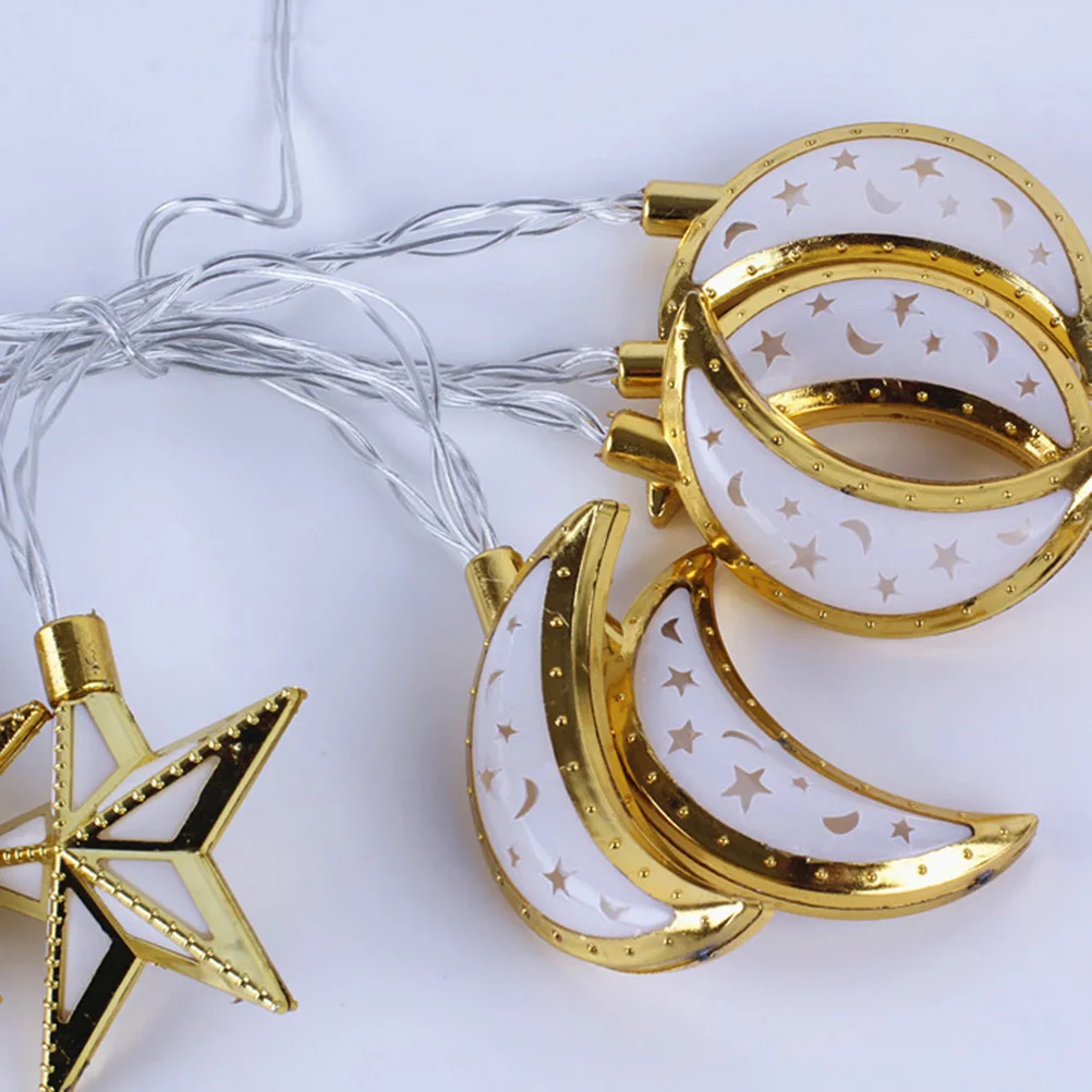 رمضان حفلة غرفة نوم 10 المصابيح 1.65 متر نجمة القمر الذهبي 4 ألوان LED سلسلة أضواء الديكور 4 ألوان 1.65 متر 10 المصابيح) #1