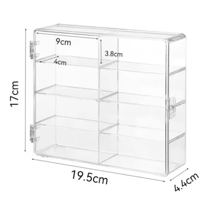 HTMCK Clear Acrylic Storage Box with Hinged Lid, Multi Compartment Desktop Organizer for Makeup Jewelry Stationery